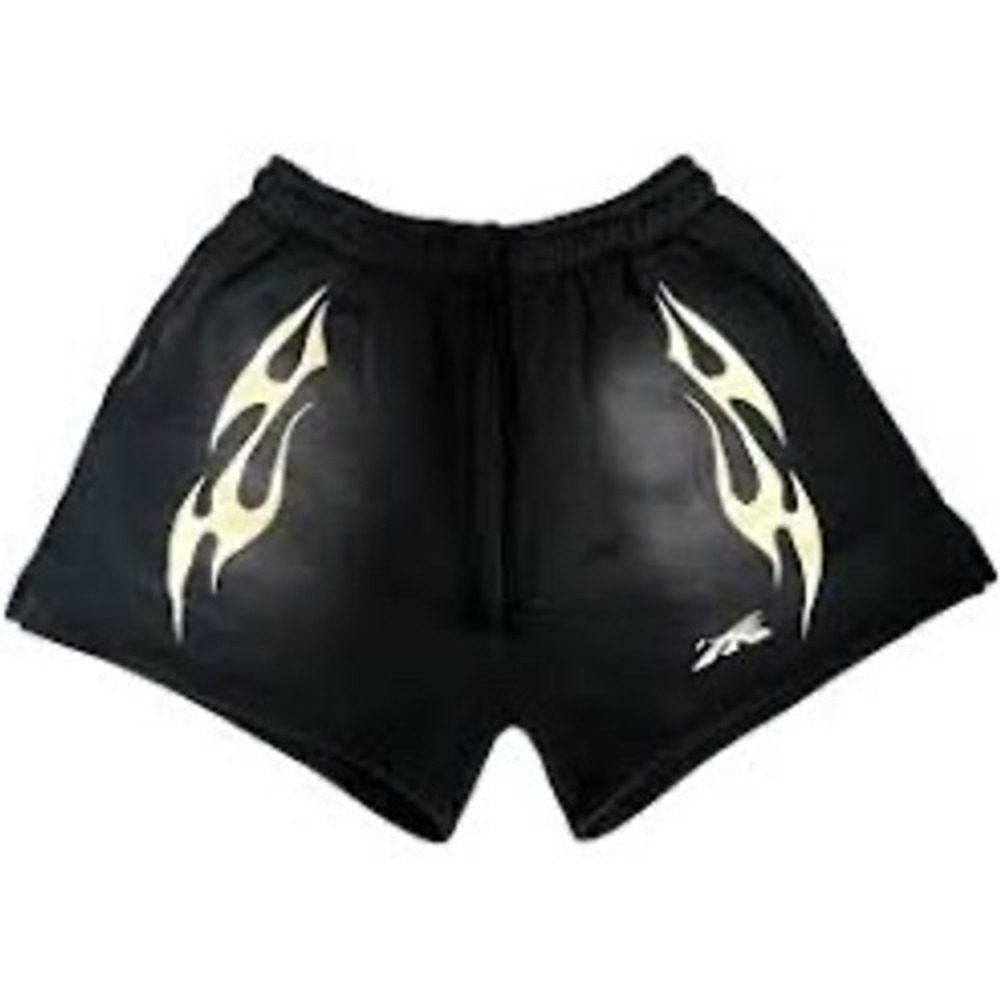 Hellstar Flame track shorts Sweatshorts Black‎ Large New With Tags